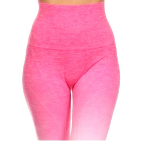 🔟YELETE WOMENS M pink dip dyed wide waistband w/tummy control Leggings NWT - Picture 6 of 8